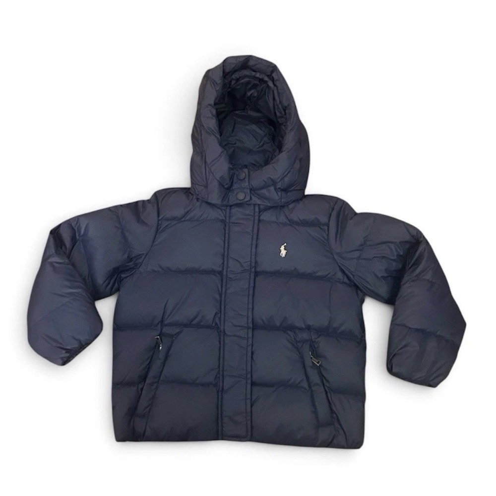 Polo Ralph Lauren Boys 5 Down Puffer Jacket Hooded Navy Winter Coat